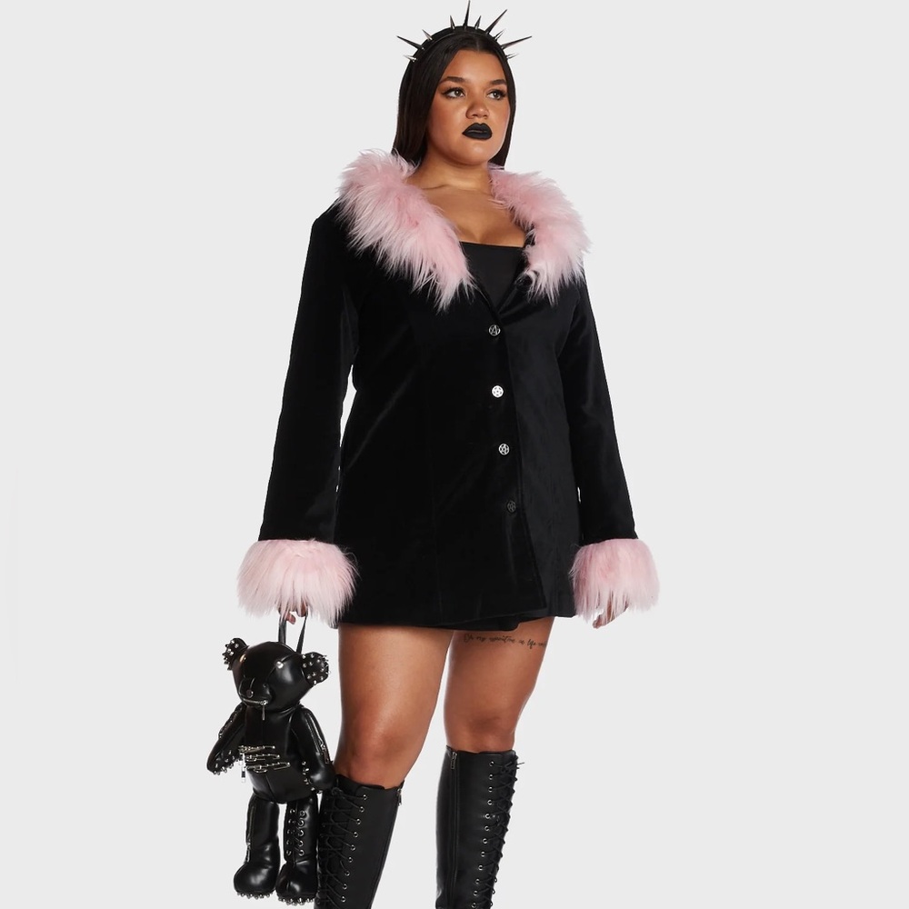 NWT The Grave Girls Plus Size Morbid Beauty Velveteen Coat 2X